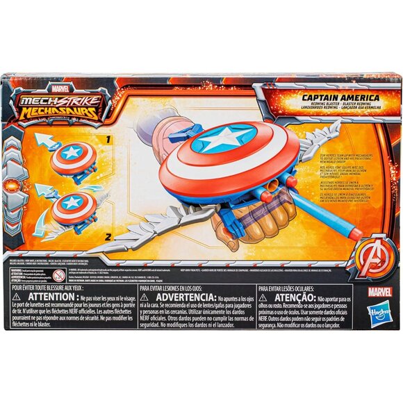 Marvel Mech Strike Mechasaur Captain America Nerf Blaster Shield Darts Wings Set - Picture 10 of 12